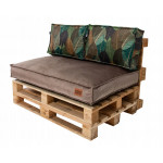 Paletové sedenie Golden Garden GG58 - podsedák a vankúš 120cm x 80cm x 15cm penový granulát capuccino vzor kvety